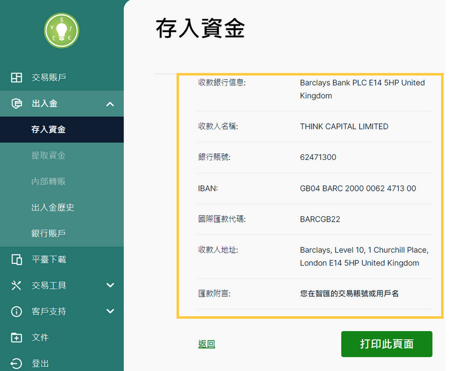 ThinkMarkets智匯銀行電匯-1